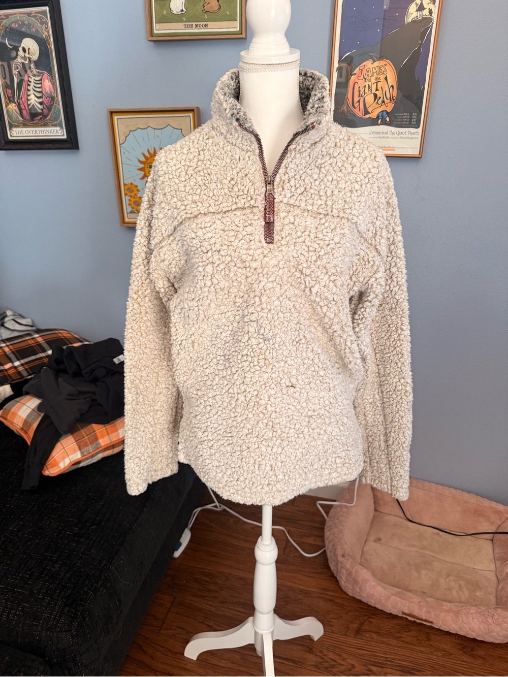 True Grit womens Cream Sherpa Zip-Up Pullover